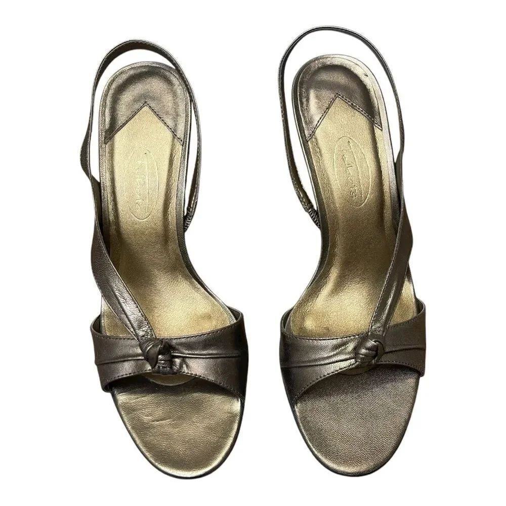 Talbots Brown Metallic Strappy Kitten Heels Size 7.5 Cocktail Formal EUC